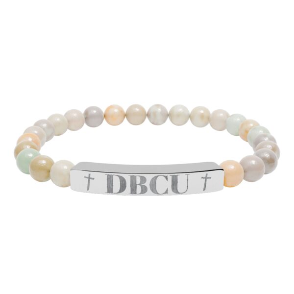 Engravable Natural Stone Stretch Bracelet — Personalized Bar Bead Bracelet