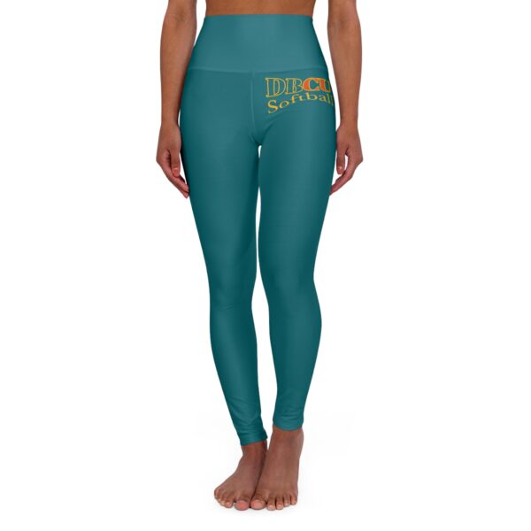 High-Waisted Teal Yoga Leggings with 'DBCU Softball' Accent