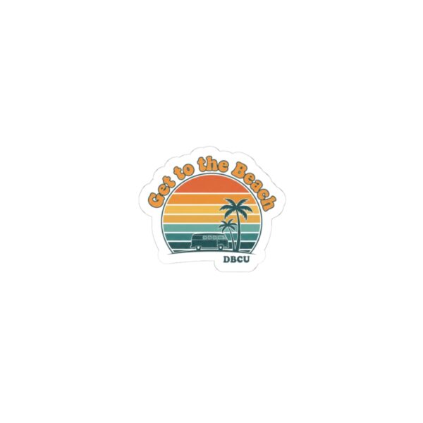 Get to the Beach Kiss-Cut Sticker | 70s Sunset, Retro Palm Graphic