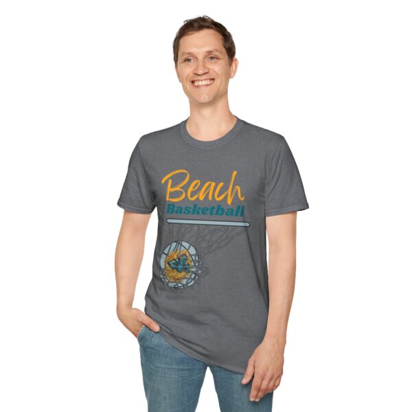 Beach Basketball T-Shirt – Coastal Surf Hoop Graphic Tee 100% Cotton (Multiple Colors Available)